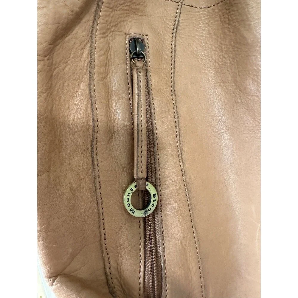 Stone Mountain 100% Genuine Leather Rustic Stitching Hobo Shoulder Bag